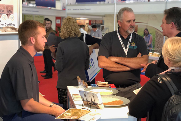 Desert Oasis Teff & Grain from Fallon, Nev. meet with potential buyers at the Food Ingredients Europe Trade Show in Paris, France, 2019.
