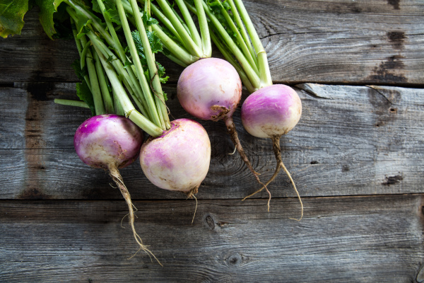 Photo of turnips on a table. 